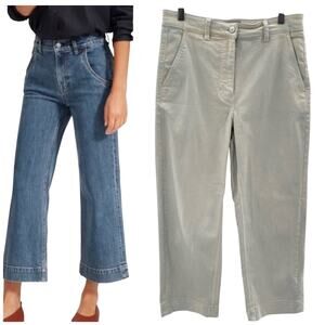 Everlane Wide Leg High Waisted Cropped Casual Quality Denim Jeans Size 8 Boho